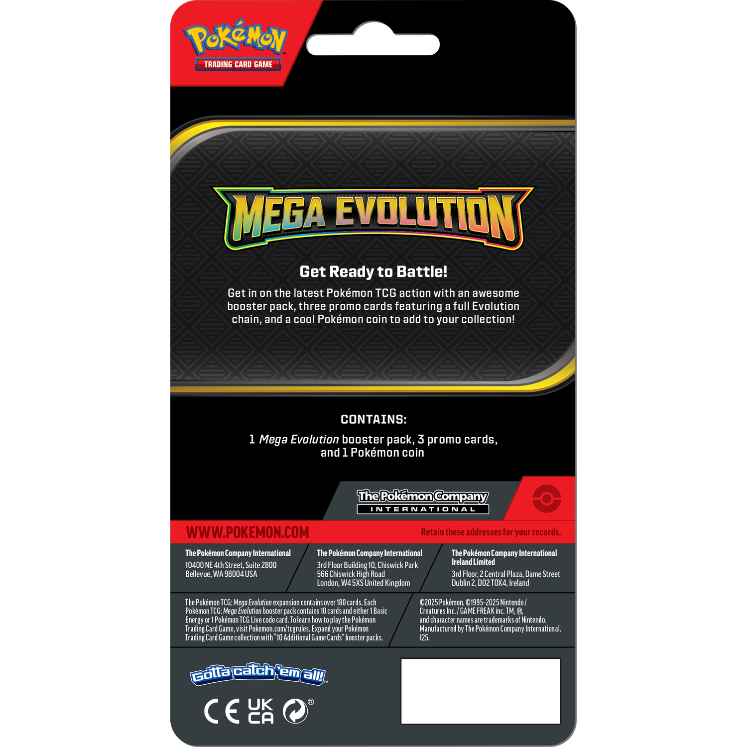 A Pokémon Mega Evolution booster pack. It has text and logos, including 'Pokémon' and 'Mega Evolution'.