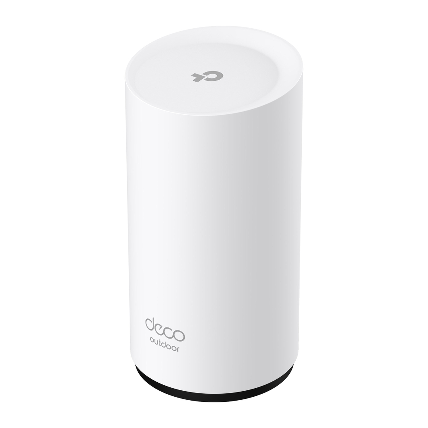A white, cylindrical Deco outdoor device. It has a black base and a logo on top. The word 'deco outdoor' is written on the side.