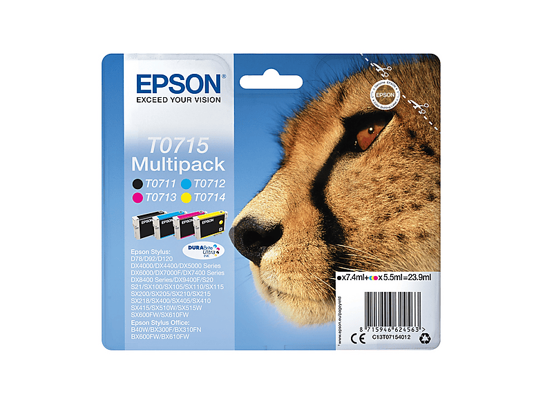 Multipack 4 cartucce EPSON Ghepardo (T0715) Nero, Giallo, Ciano, Magenta