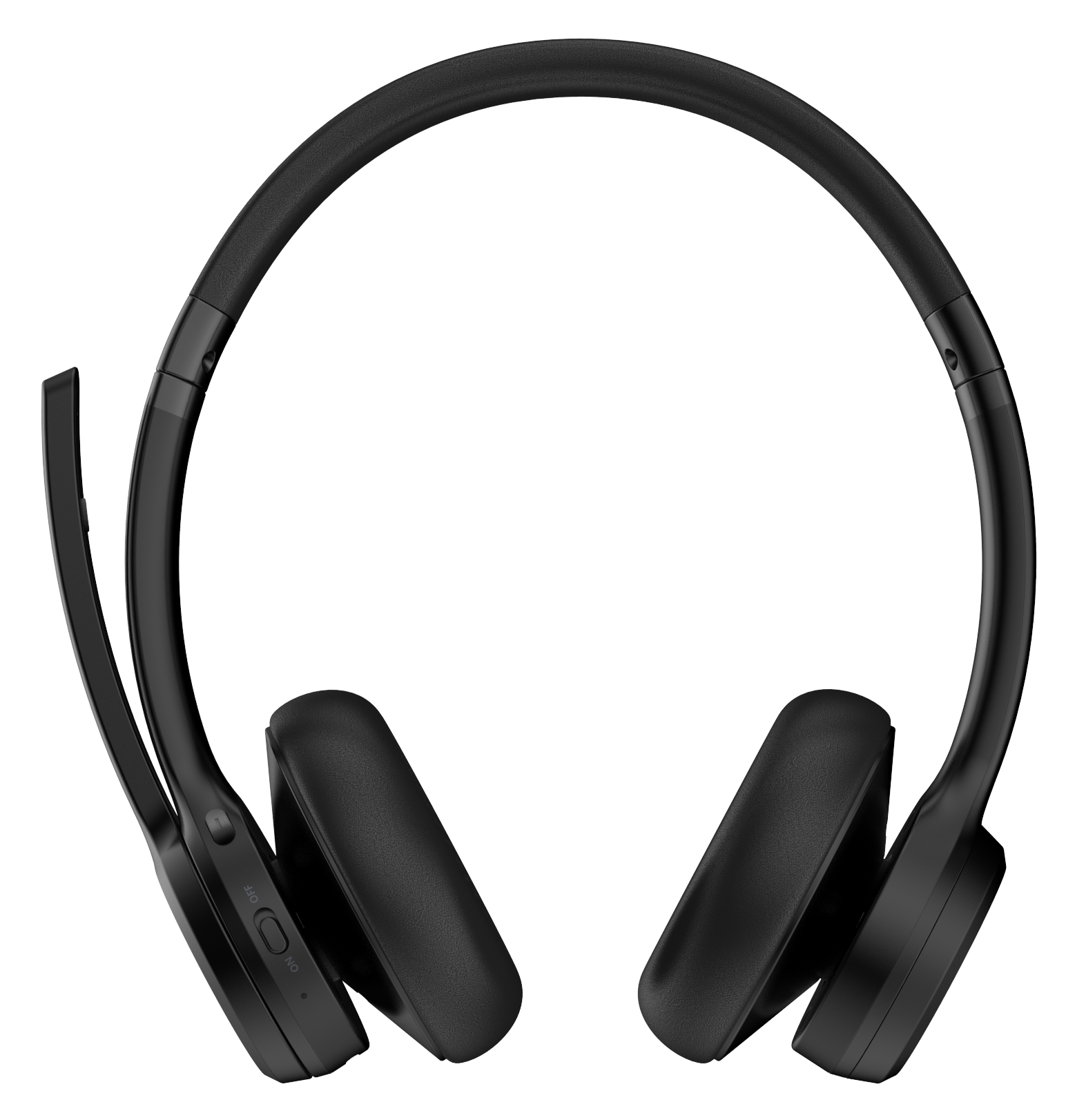 Czarny zestaw słuchawkowy z nausznikami i mikrofonem na ciemnym tle. Zestaw słuchawkowy jest wyśrodkowany.