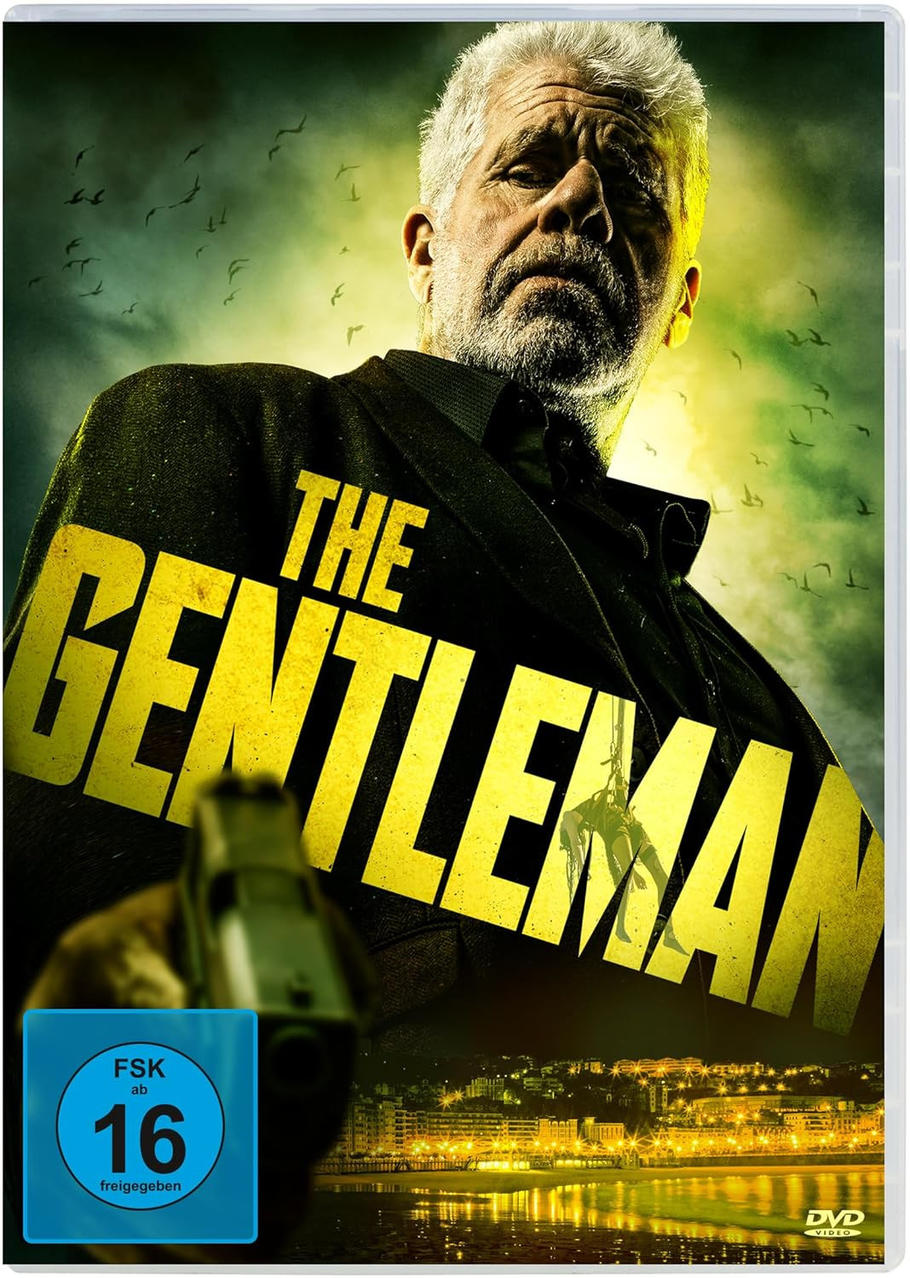 DVD-Cover von 'The Gentleman'. Ein Mann mit einer Pistole, Titel in Gelb. Stadt bei Nacht im Hintergrund, FSK 16 Logo.