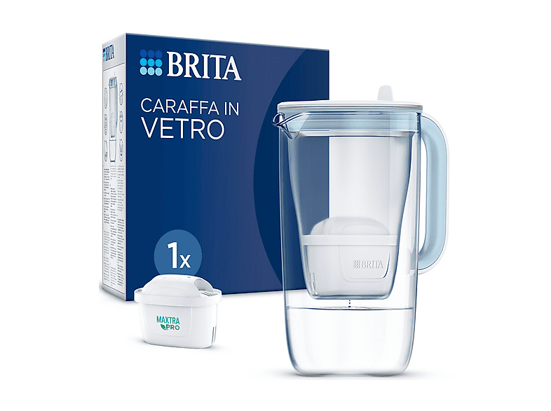 Brita Caraffa filtrante vetro (2.5L) incl. 1x filtro Maxtra PRO All-in-1 che riduce cloro, calcare, Pfas e metalli - premium