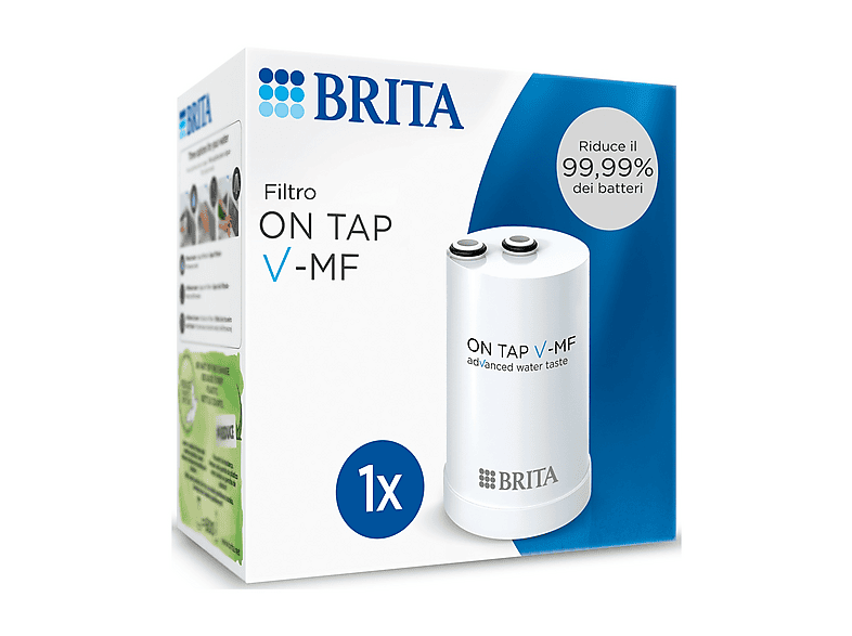 Brita Filtro acqua rubinetto ON TAP V-Mf (600L) - Riduce cloro, Pfas, 99,99% di batteri, microparticelle e metalli per buona sicura da bere Filtro PER