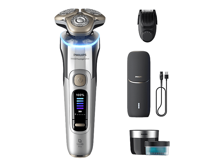 Philips – Afeitadora eléctrica Philips i9000 Prestige Ultra, máquina de afeitar hombre en seco y mojado, 5 modos de afeitado, estuche de carga UV.