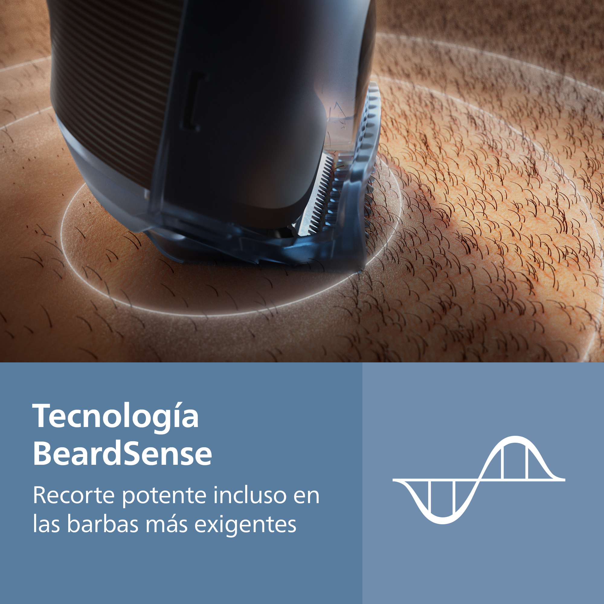 Tecnología BeardSense. Recorte potente incluso en las barbas más exigentes.