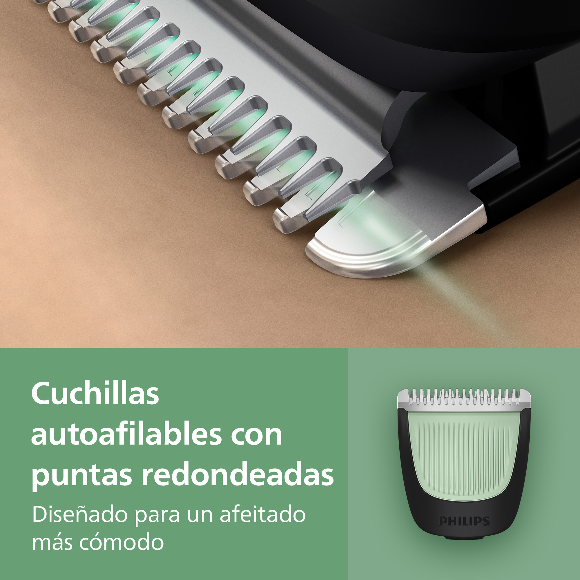 Cuchillas autoafilables con puntas redondeadas. Diseñado para un afeitado más cómodo.