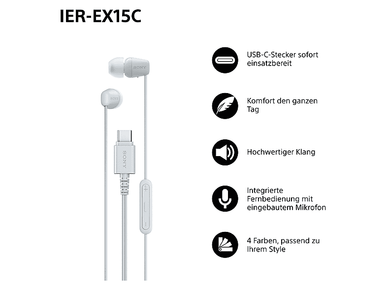 Thumbnail - SONY IER-EX 15C, In-ear Kopfhörer Weiß