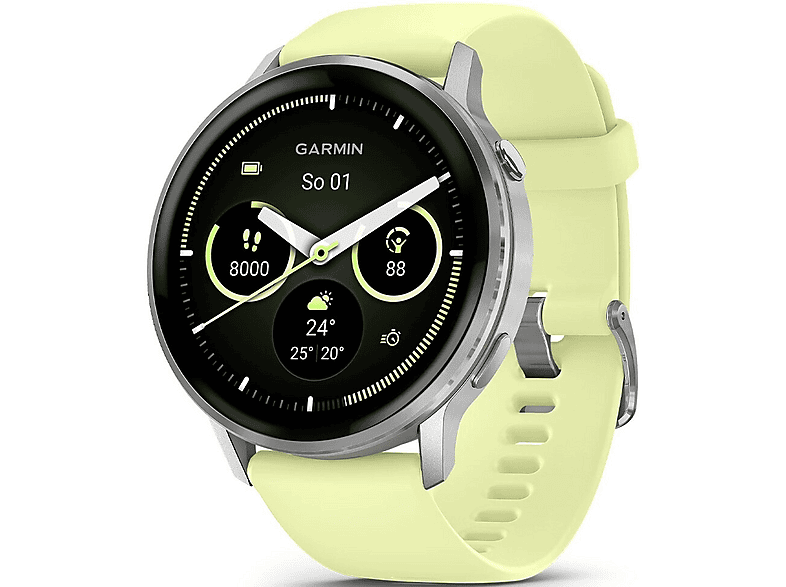 Garmin Venu 4 45mm Silver z silikonowym paskiem w kolorze Citron – zdjęcie 3