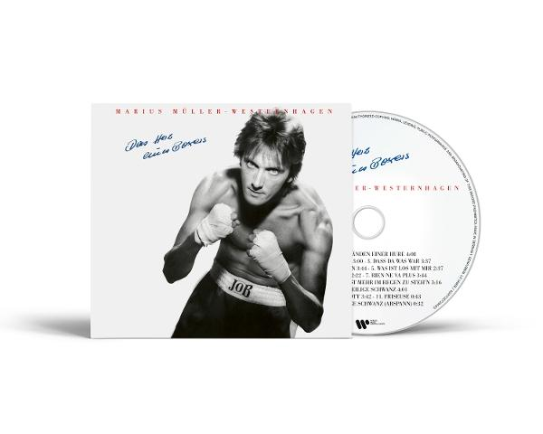 Albumcover. Boxer, ohne Hemd, mit Boxhandschuhen und Shorts. CD daneben. Titel: Das Herz eines Boxers von Marius Müller-Westernhagen.