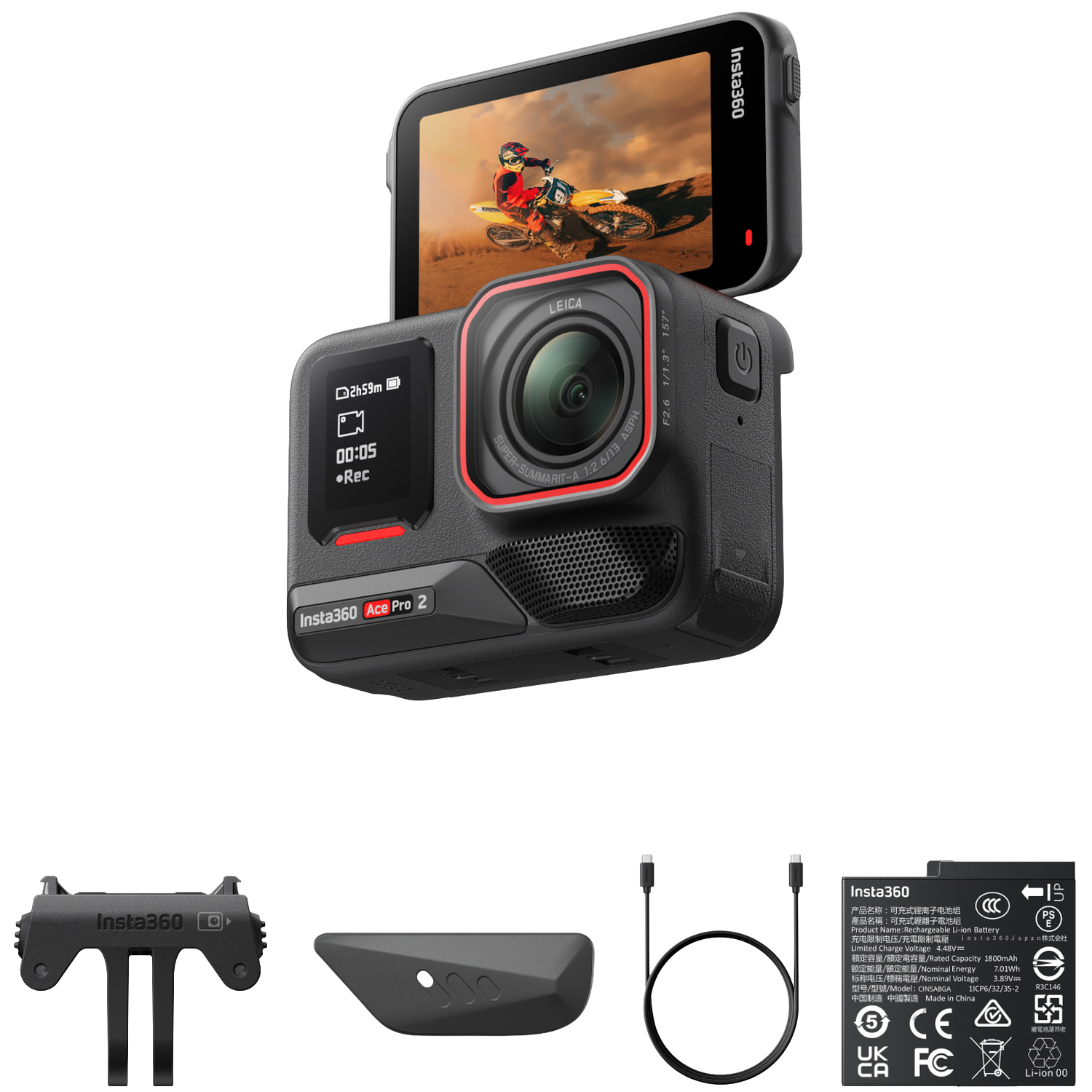 Insta360 Bundle Ace Pro 2 Dual Battery Actioncam Zwart