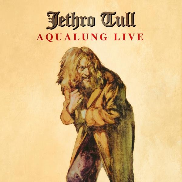 Albumcover. Jethro Tull 'Aqualung Live'. Dargestellt ist ein Mann mit langen Haaren und Bart in einem Mantel.