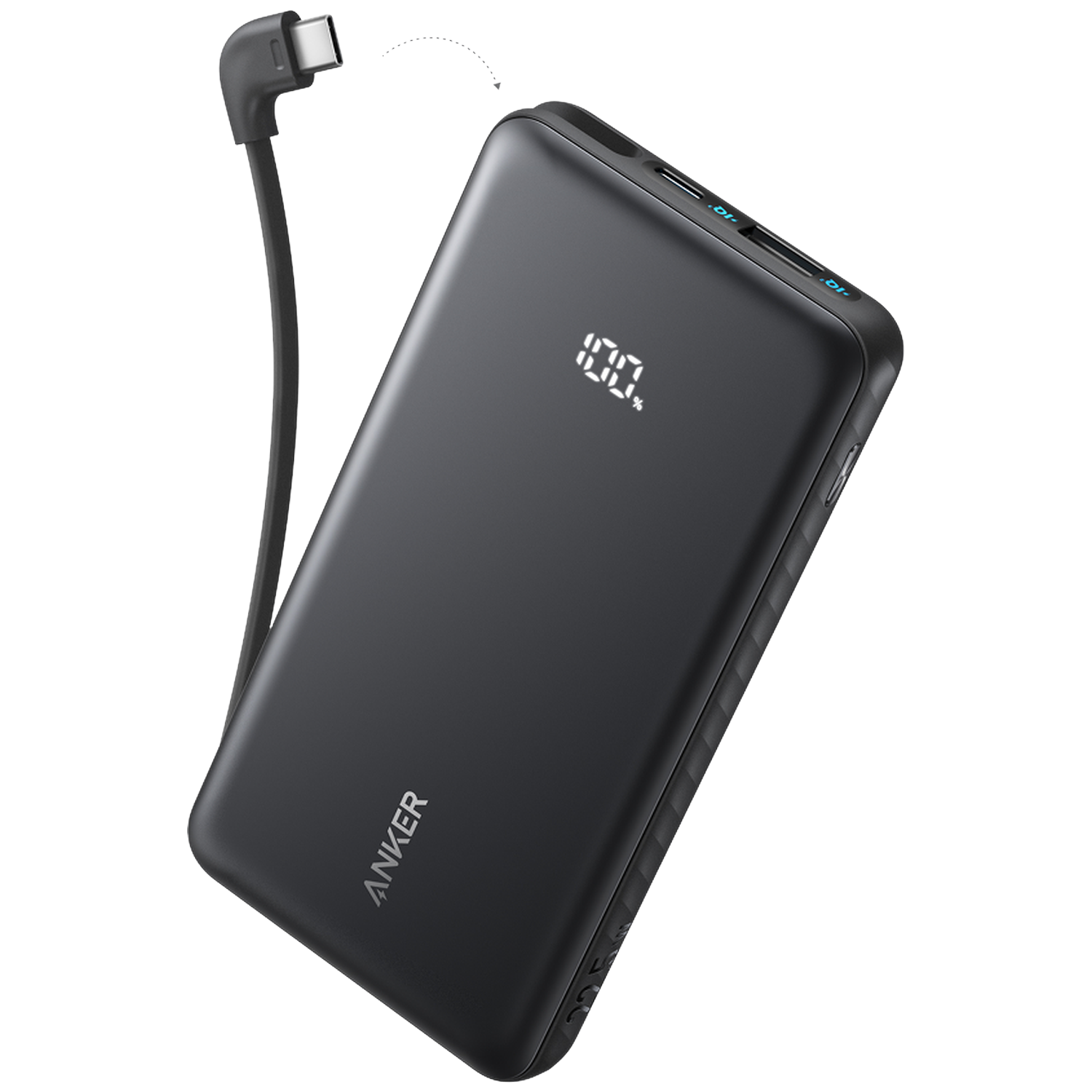 Anker 225w Ingebouwde Usb-c-kabel 20000 Mah Powerbank Zwart