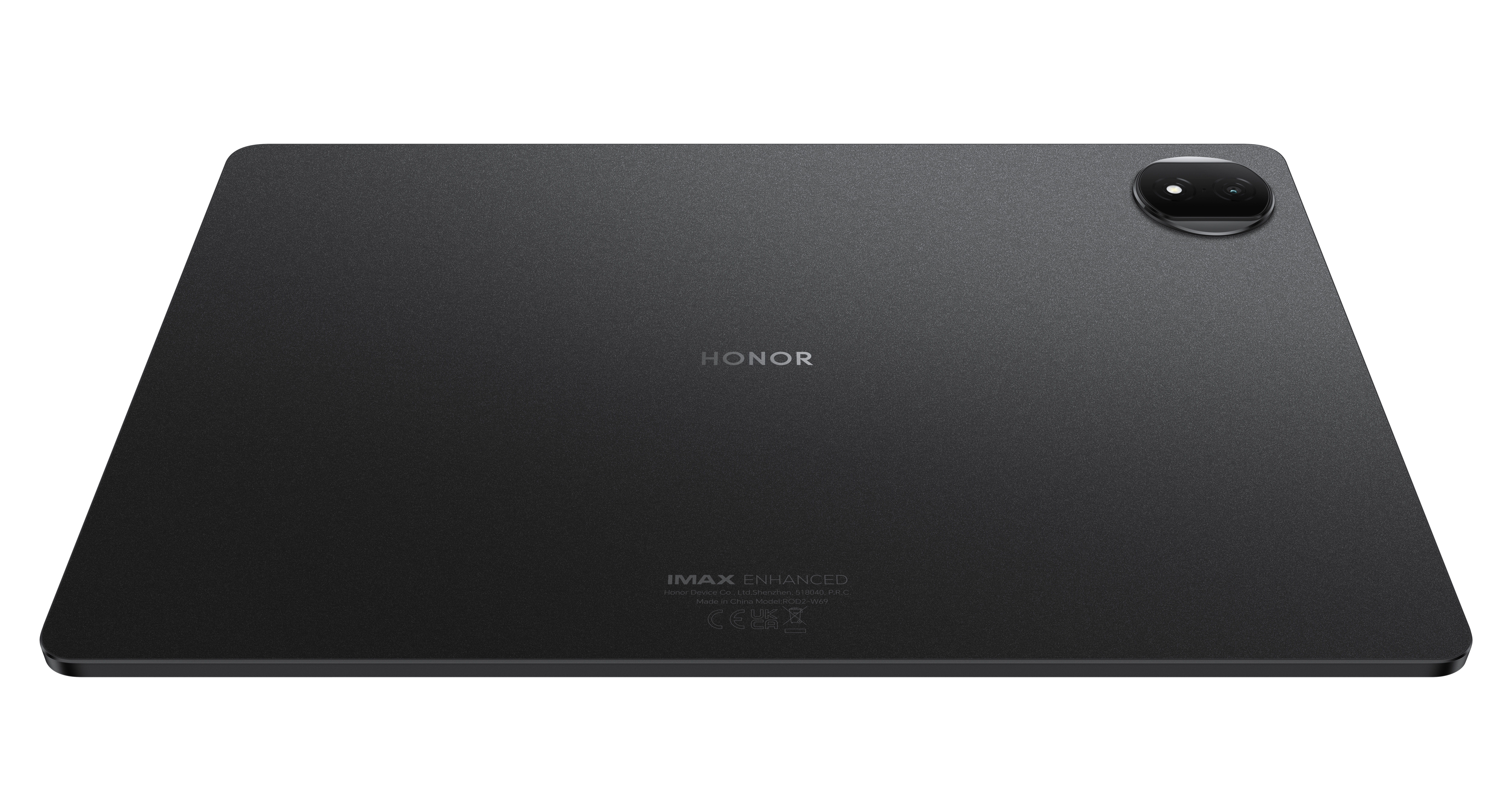 Kamera çıkıntılı siyah tablet. HONOR logosu görünür. Altta IMAX Enhanced logosu.