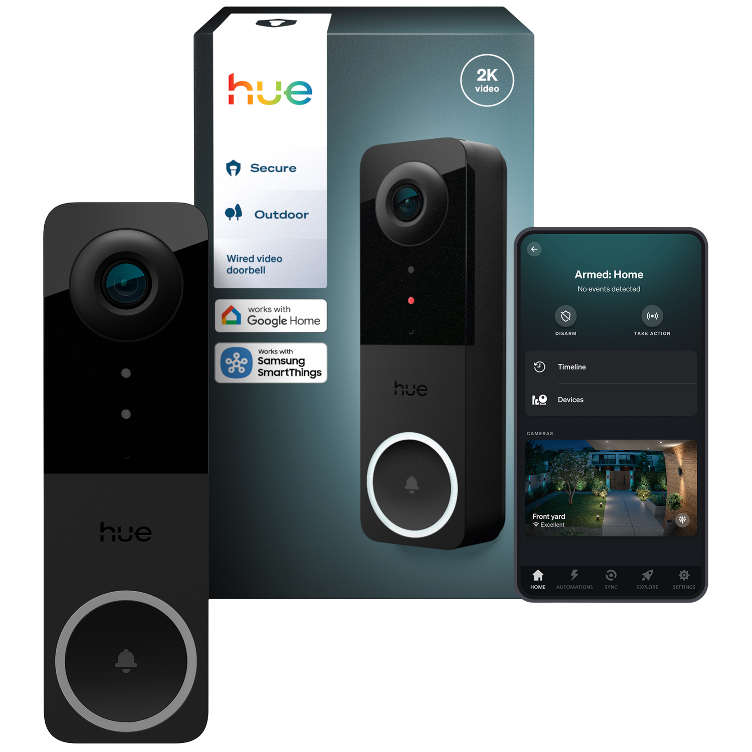 Hue Secure Bedrade Videodeurbel 2k-video En Tweerichtingsaudio Werkt Met Philips Lampen Dag- Nachtvisie Vereist Een 12-24 Vac - Min 10 Va Slimme Deurbel