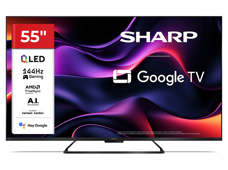Telewizor QLED SHARP 55HR8465E 55" 4K 144Hz Google TV Dolby Vision IQ Czarny