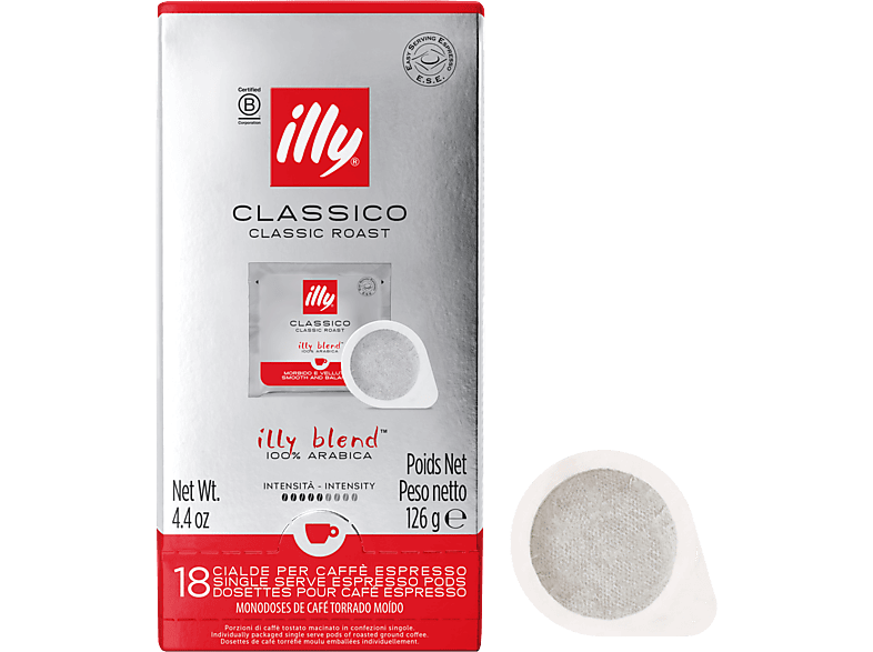 Illy Classico E.S.E. Kaffeepads 18 Stück, Kompatibles System: Espressomaschinen
