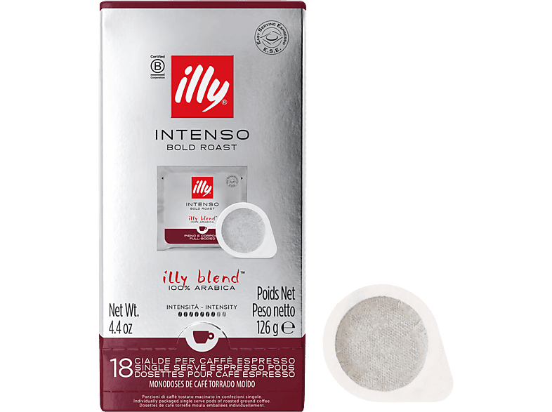 Illy Intenso E.S.E. Kaffeepads 18 Stück, Kompatibles System: Espressomaschinen