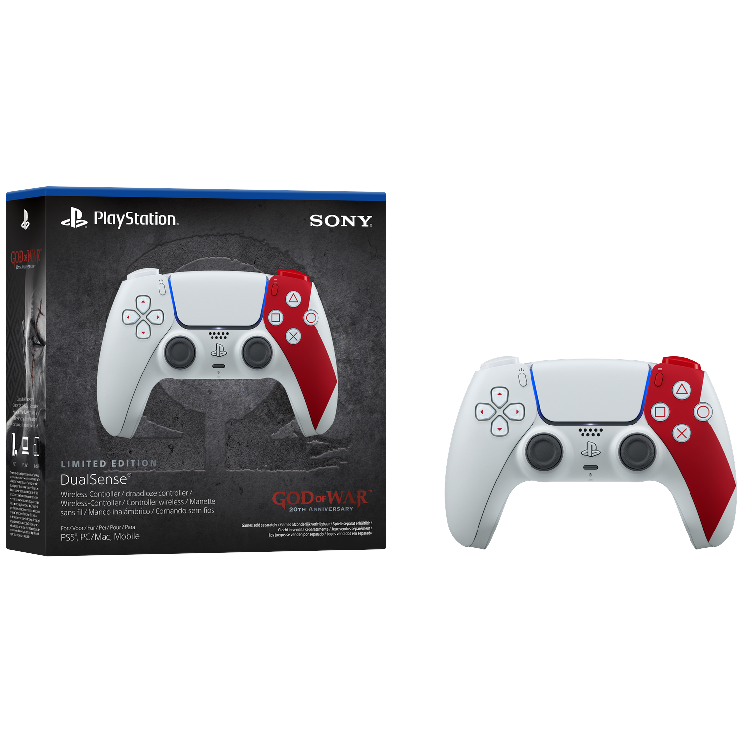 Sony Dualsense® Draadloze Controller – God Of War™ 20th Anniversary Limited Edition Controller Playstation 5 Wit