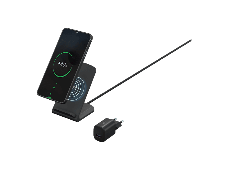 ISY IWQ-2010-1 Wireless Charging Stand 15W, Schwarz; Ladestation