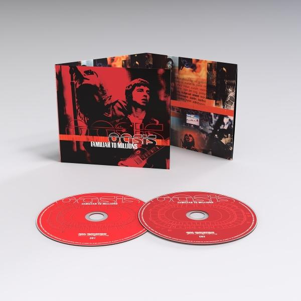 Oasis "Familiar to Millions" CD-Hülle und zwei rote CDs.