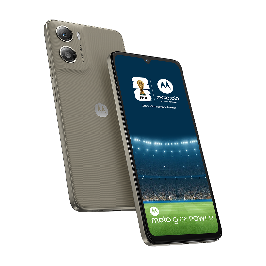 Két Motorola telefon, az egyiken futballstadion és FIFA logó látható, a másikon a hátlapon kamera és Motorola logó.