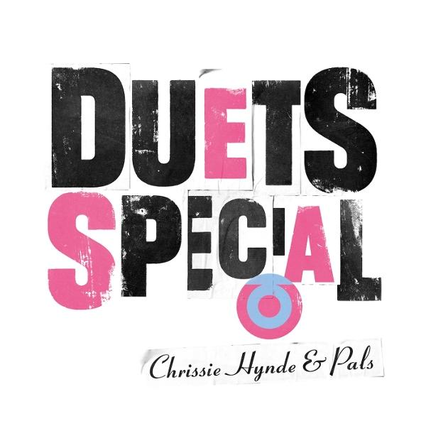 Album borítója, rajta a 'DUETS SPECIAL' felirat fekete és rózsaszín tömbbetűkkel, egy céltábla szimbólummal és a 'Chrissie Hynde & Pals'.