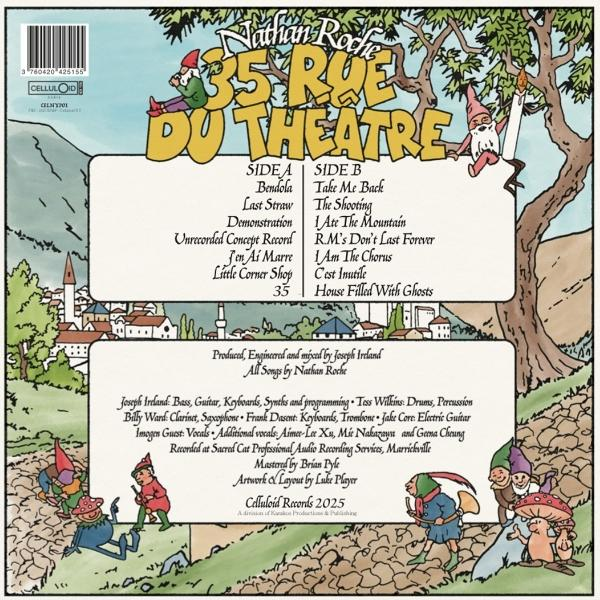 Albumcover mit Titel 35 Rue Du Theatre. Enthält Zwerge, einen Baum und Songtitel.