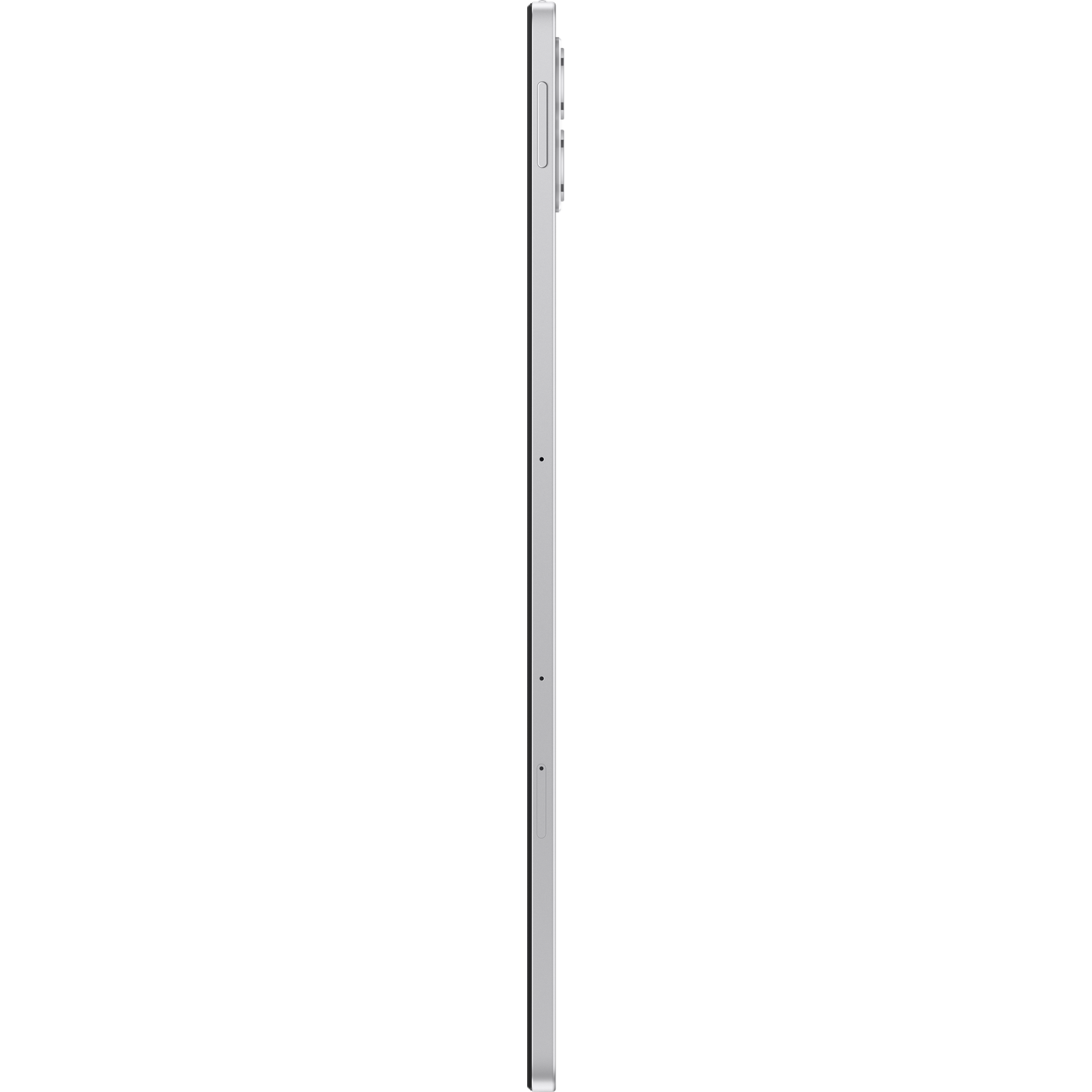Zijaanzicht van een dunne, lichtpaarse smartphone. De rechterrand is zwart. De volume- en aan/uit-knoppen zijn zichtbaar.