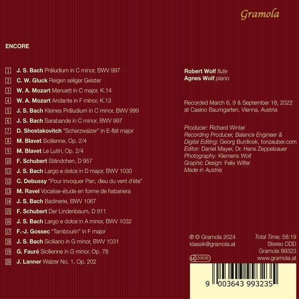 Albumcover mit Titelliste, Interpreten und Aufnahmeinformationen auf burgunderfarbenem Hintergrund. Gramola-Logo und Barcode sichtbar.