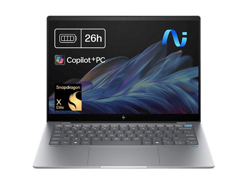 HP OmniBook X 14-fe0005ns Copilot+ PC, 14 2K, Snapdragon® Elite X1E-78-100 45 TOPS, 32GB RAM, 1TB SSD, Gráficos Adreno™, Windows 11 Home