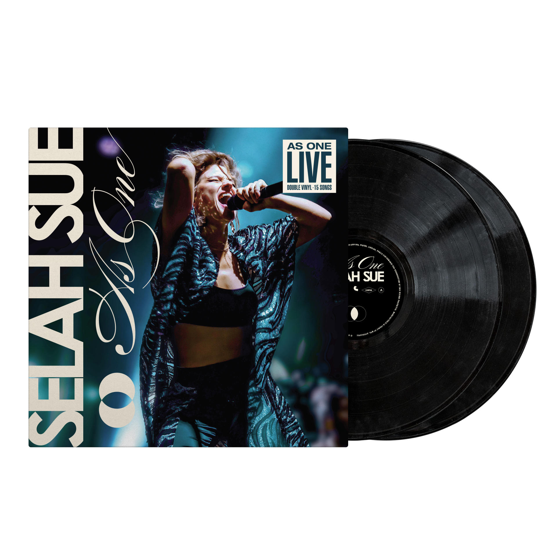 Pochette double vinyle live de Selah Sue avec chanteuse et deux disques.