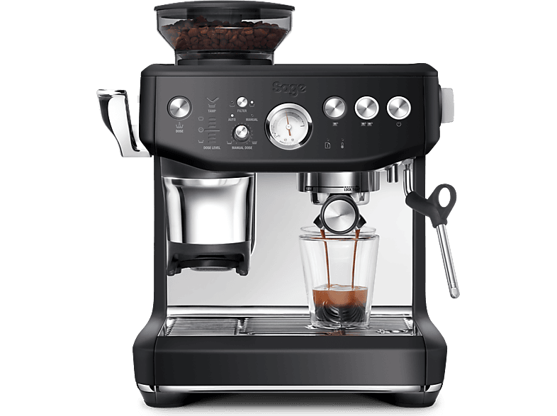 Sage theBarista Express Impress™ Siebträgermaschine (Black Truffle, mit 25 Mahlgradeinstellungen, 1850 Watt, 10 bar)