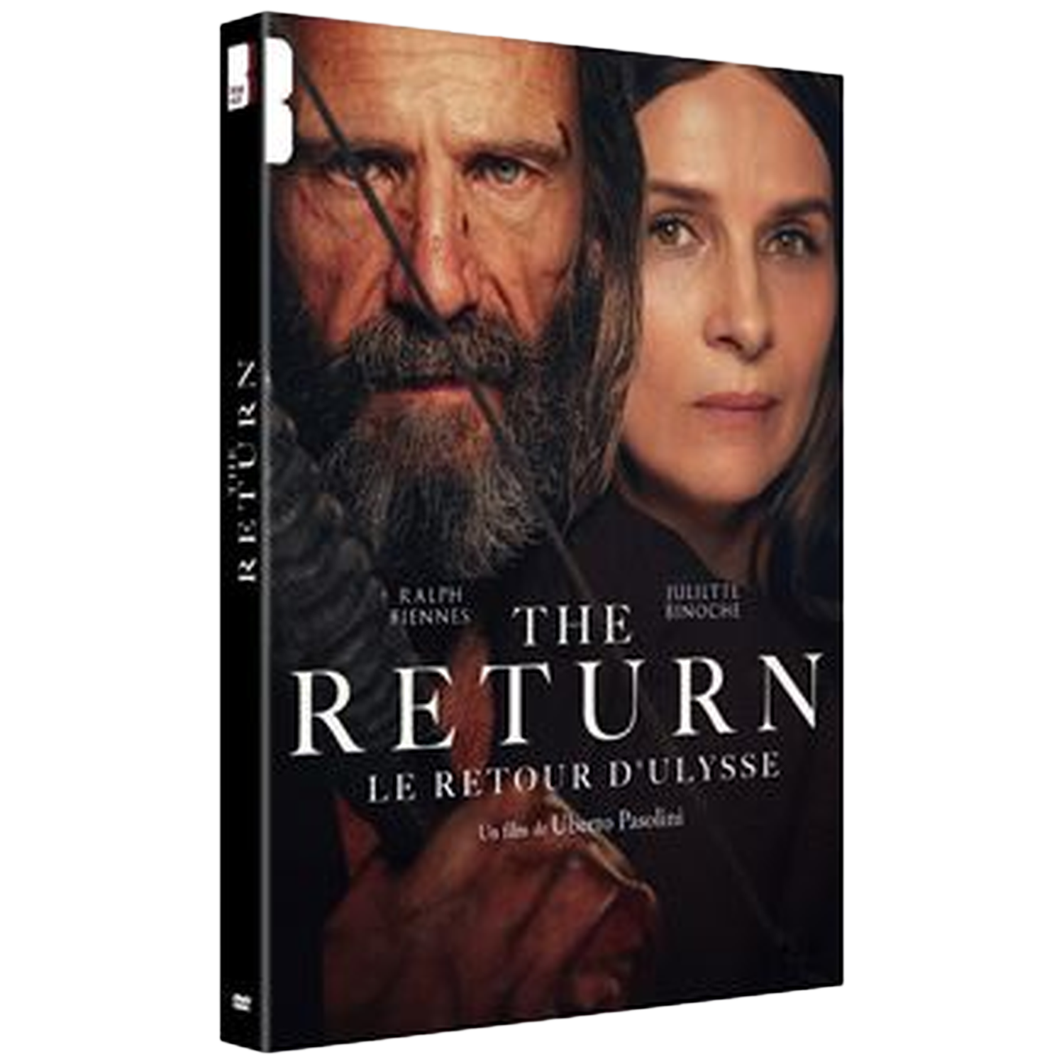La jaquette du DVD présente deux visages, un homme barbu et une femme. Texte : 'The Return' et 'Le Retour D'Ulysse'. Le titre est en anglais et en français.