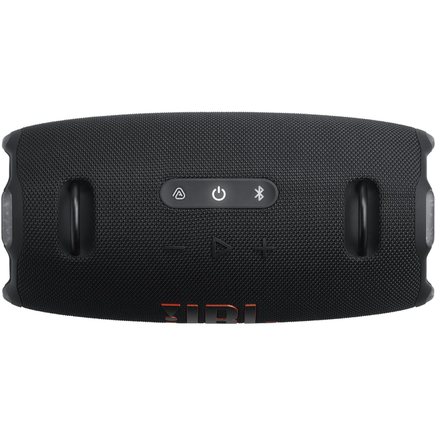 Black rectangular JBL speaker with control buttons on top. Features power, Bluetooth, and other function buttons. The JBL logo is visible.