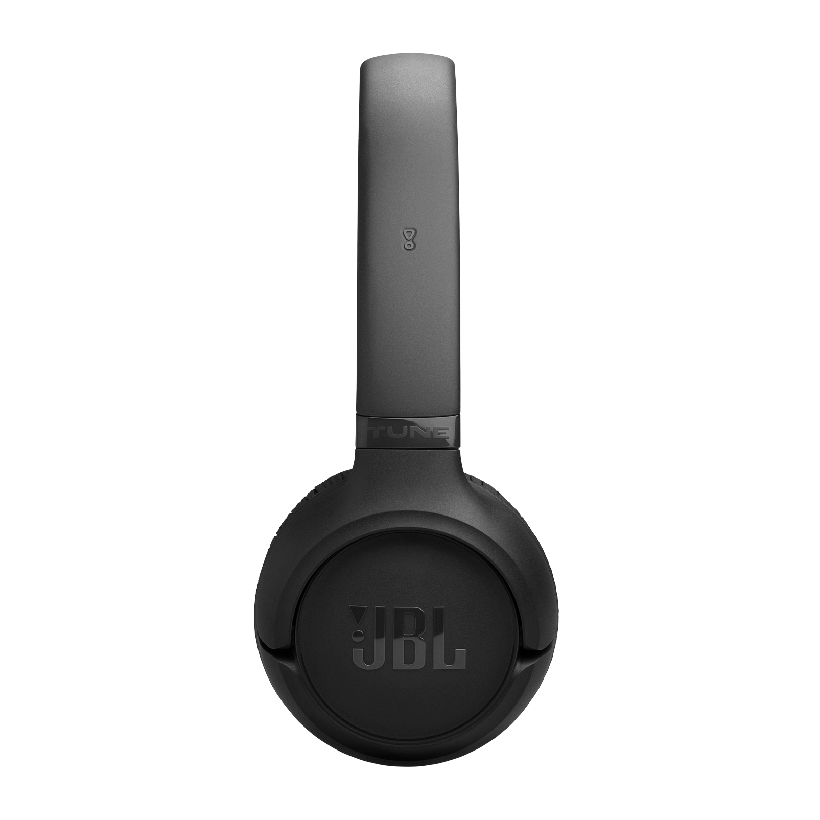 Schwarze JBL Tune 760NC Kopfhörer. Die Kopfhörer sind vor weißem Hintergrund. Das JBL-Logo ist sichtbar.
