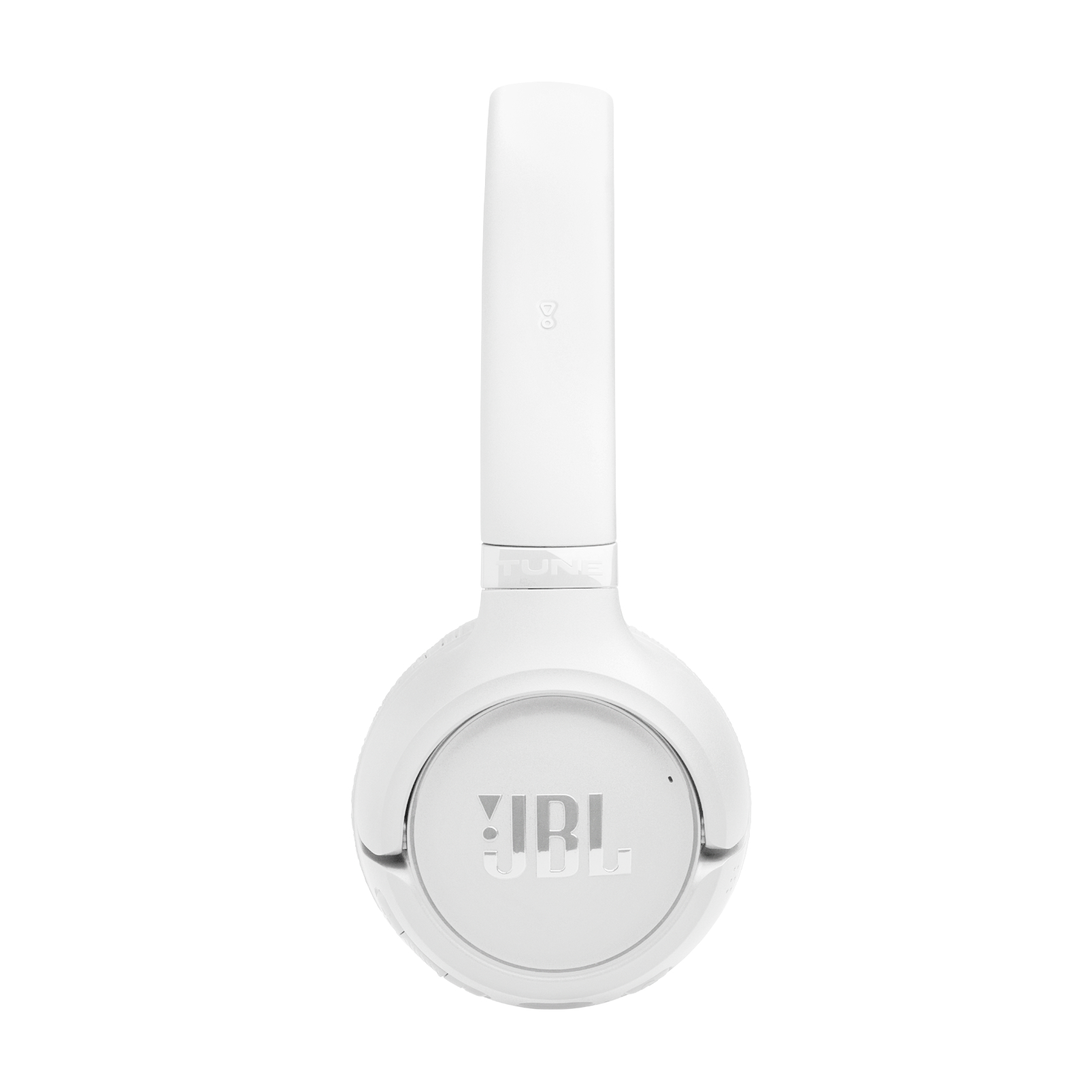 Weiße JBL-Kopfhörer auf weißem Hintergrund. Die Kopfhörer sind Over-Ear-Stil mit sichtbarem JBL-Logo.