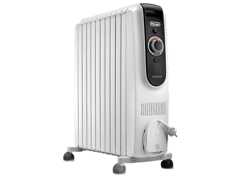 Radiador de aceite - De'Longhi Dragon EASYTRONIC TRD50820, 2000W, 12 niveles temperatura, 8 elementos, Blanco