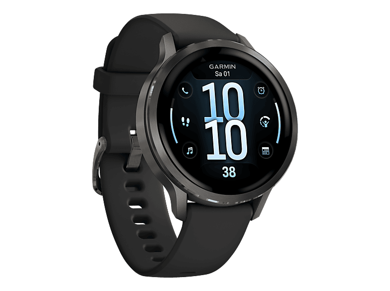 GARMIN Venu® 4 (41 mm) Smartwatch Edelstahl und faserverstärktes Polymer Silikon, 110-175 mm, Schwarz/Schiefergrau