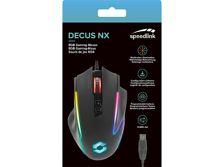 SPEEDLINK DECUS NX RGB Gaming Maus, Rubber Black
