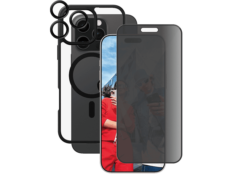 PanzerGlass Care Flagship 3-in-1 Privacy Set Backcover, für Apple iPhone 16 Pro Max, Transparent/Schwarz; Schutzhülle, Display- und Kameraschutzglas — Foto 5 von 5