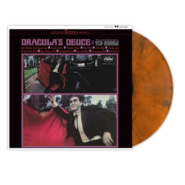 Albumcover für Dracula's Deuce von The Ghouls. Zeigt Dracula-Bilder und eine Schallplatte.