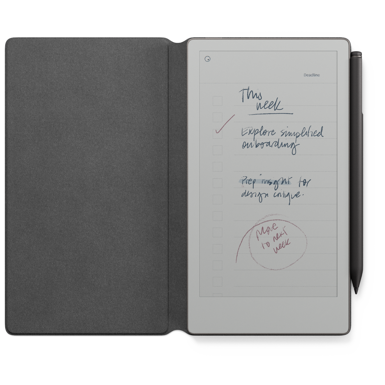Remarkable Paper Pro Move + Marker Plus Book Folio Leather Zwart Zwart - 7.3 Inch 64 Gb E-ink-tablet