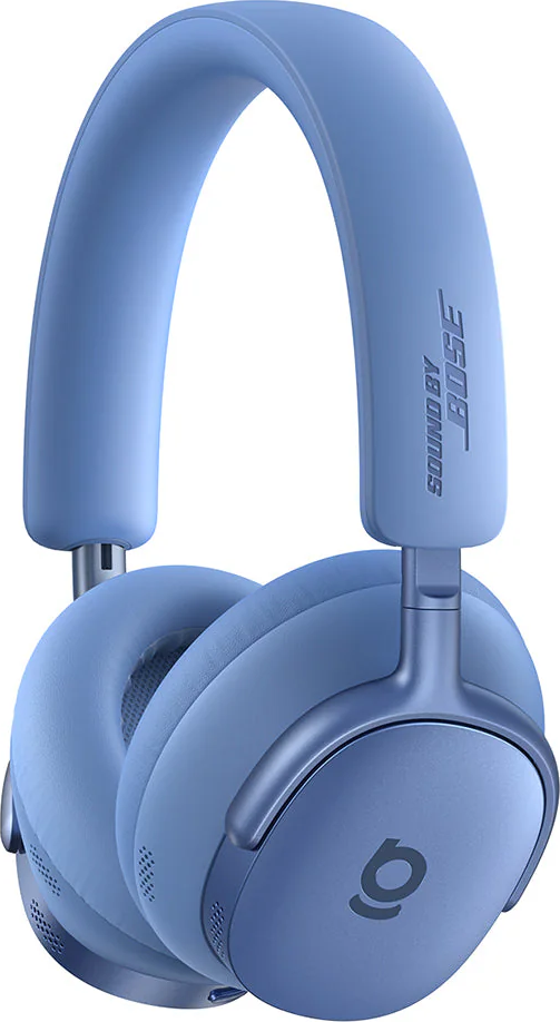 Un paio di cuffie Bose blu chiaro. Sono visibili i padiglioni e l'archetto. Il logo Bose è sul lato.