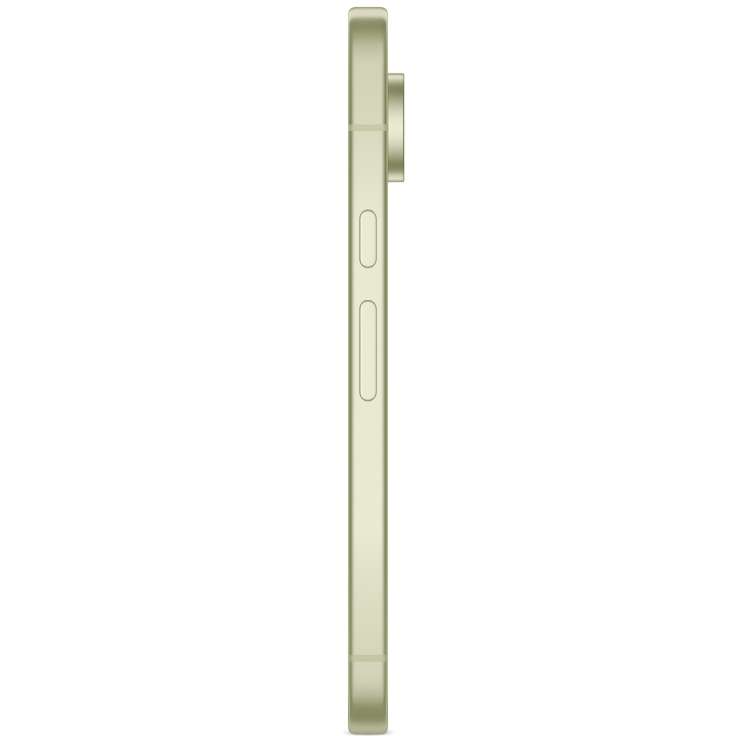 Side view of a gold smartphone. Visible are the volume buttons, camera, and the phone's frame. The background is white.