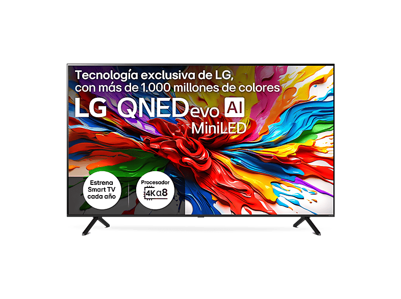 LG 55QNED92A6A, UHD 4K, Procesador Inteligente α8 AI Processor 4K Gen2, Smart TV, DVB-T2 (H.265), Negro