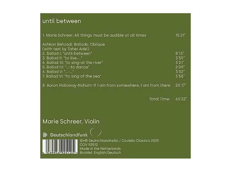 Thumbnail - Marie Schreer - until between (CD)