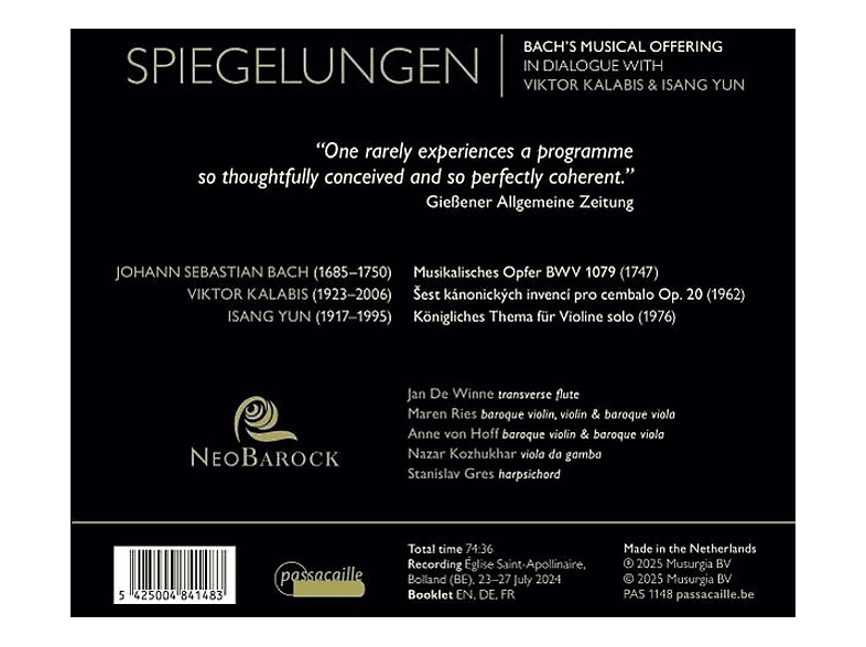 Thumbnail - Neobarock - Spiegelungen Bach's Musical Offering in dialogue (CD)
