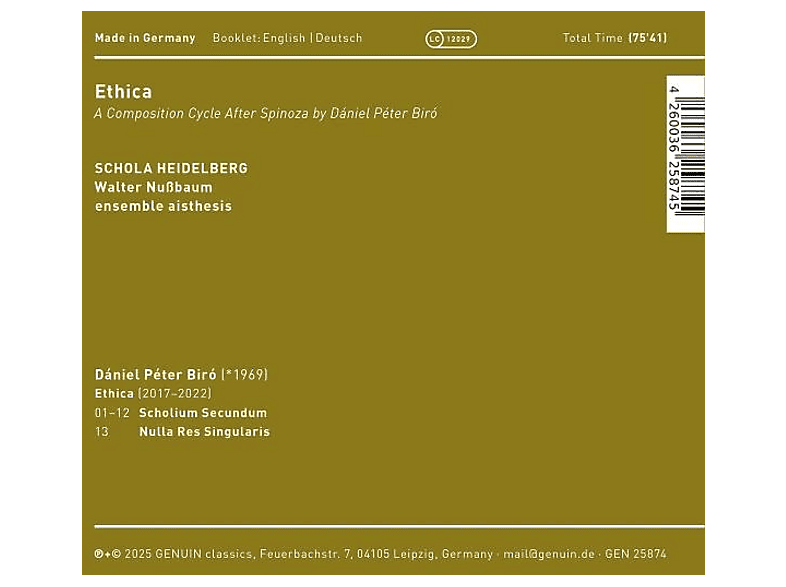 Thumbnail - Nußbaum/SCHOLA HEIDELBERG/ensemble aisthesis - Ethica (CD)