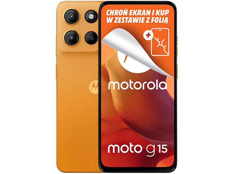 PRODUKT PO EKSPOZYCJI - Smartfon MOTOROLA Moto G15 4G (LTE) 8 GB/ 128 GB Pomarańczowy