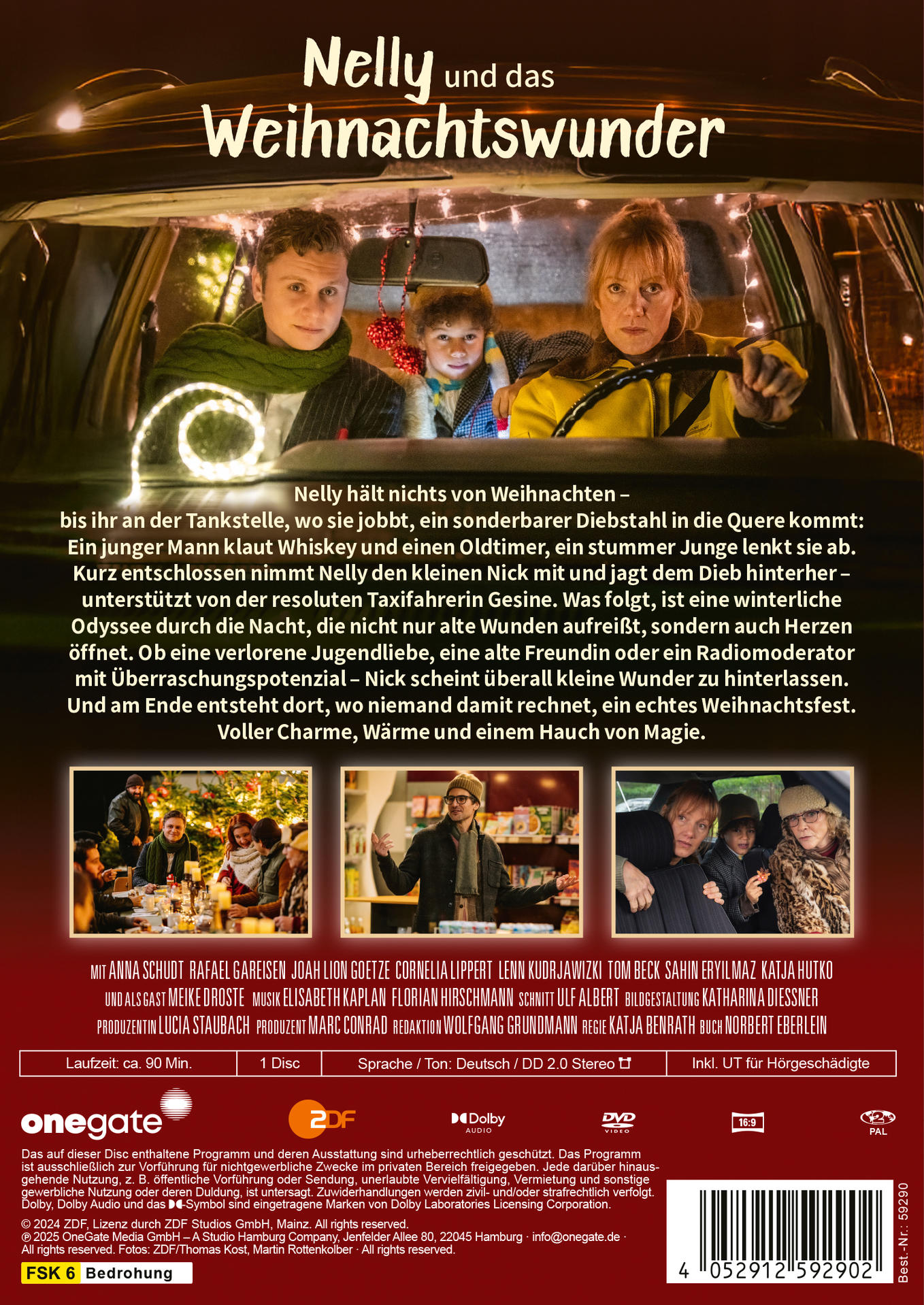 Filmposter mit drei Personen im Auto. Eine Frau fährt, ein Junge hinten und ein Mann auf dem Beifahrersitz.